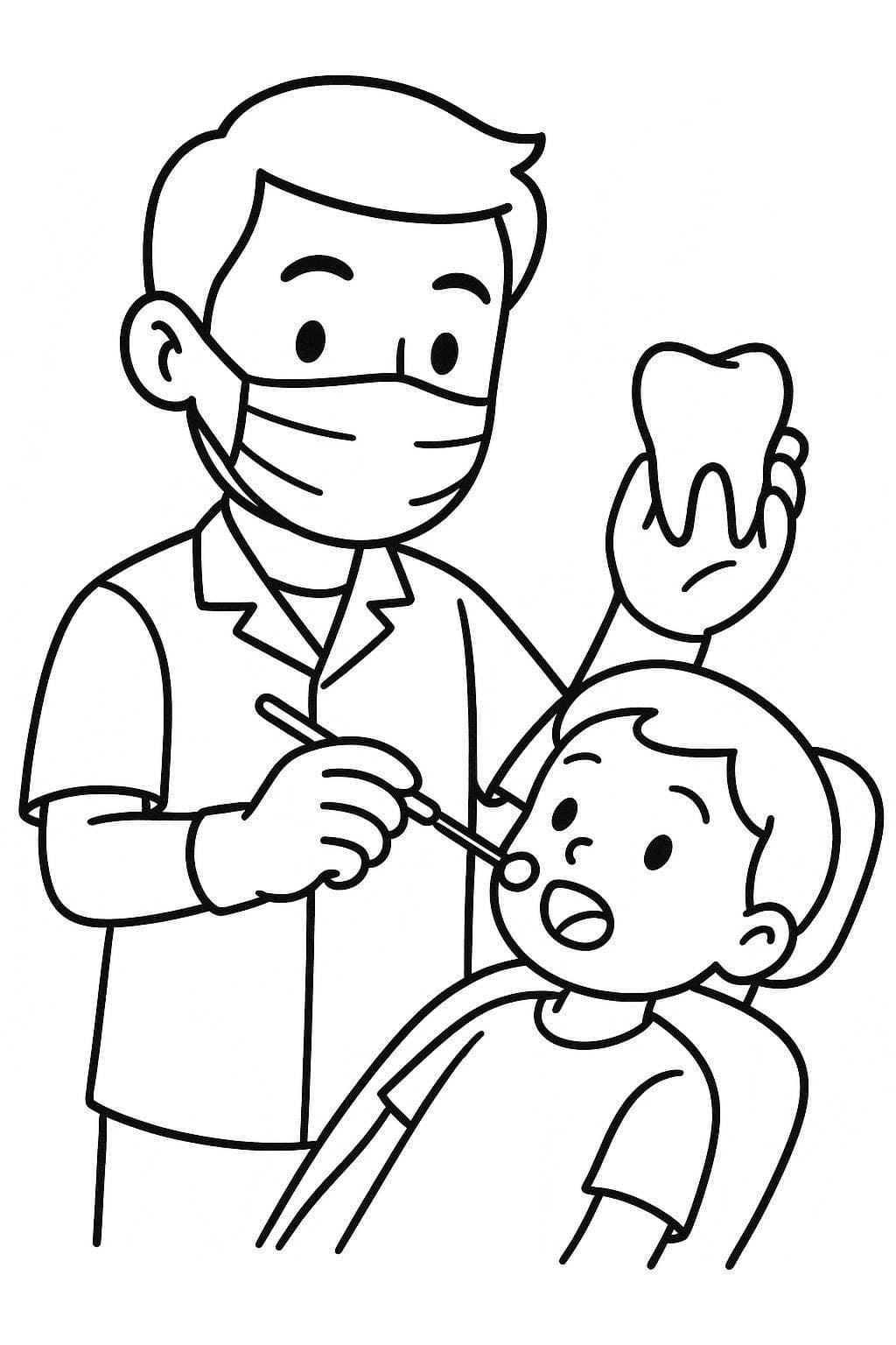 Fise de colorat cu Dentist gratuit pentru copii