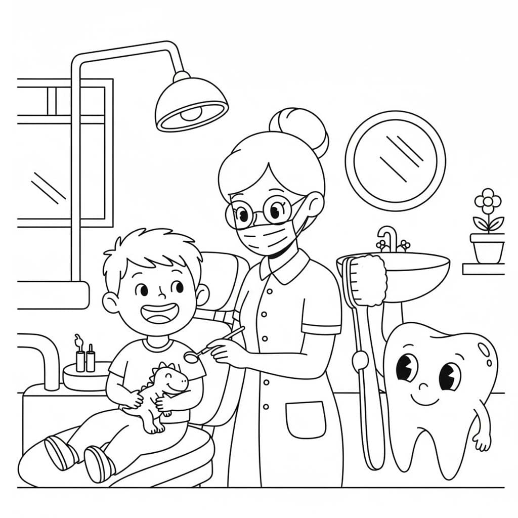 Fise de colorat cu Dentist gratuit