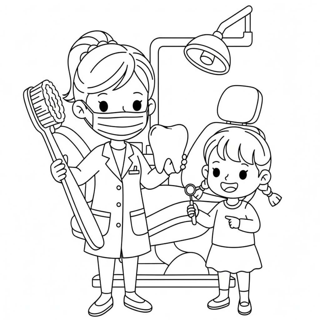 Fise de colorat cu Dentist imprimabil gratuit