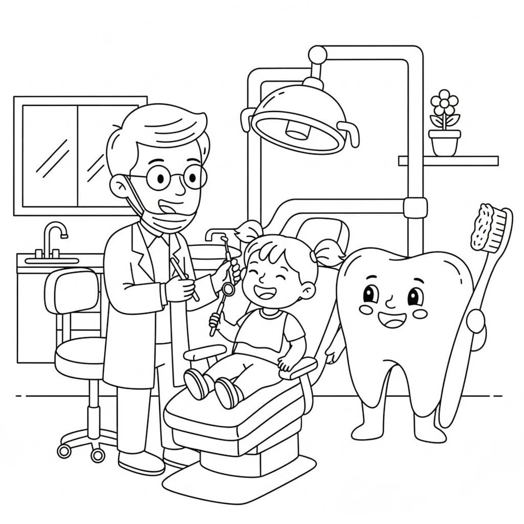 Fise de colorat cu Dentist imprimabil