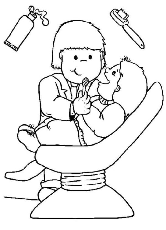 Fise de colorat cu Dentist simplu la copii