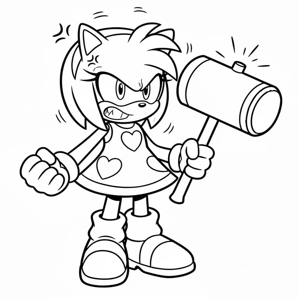 Fise de colorat cu Desenează Amy Rose imprimabil gratuit