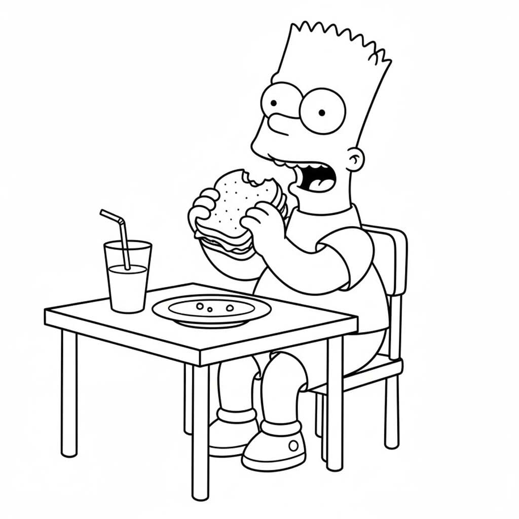Fise de colorat cu Desenează Bart Simpson 6