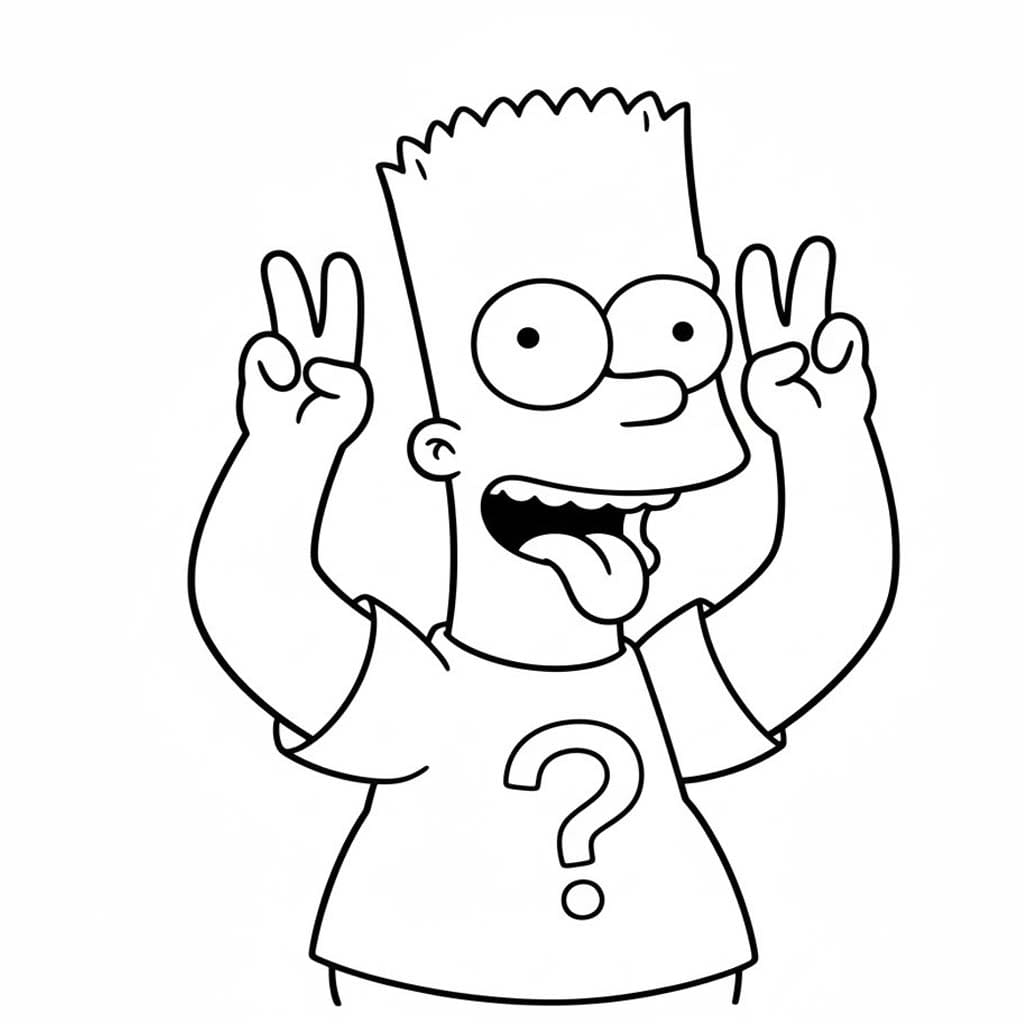 Fise de colorat cu Desenează Bart Simpson bazic la copii