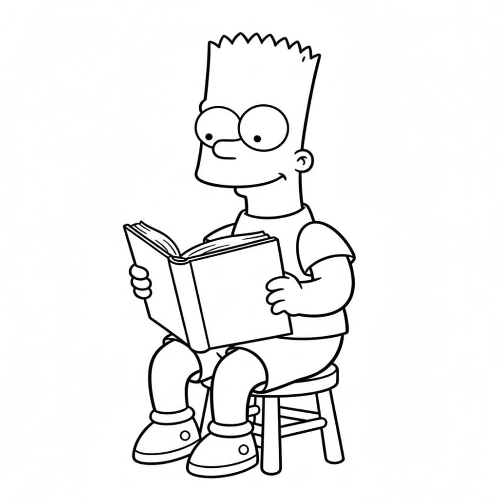 Fise de colorat cu Desenează Bart Simpson gratuit pentru copii