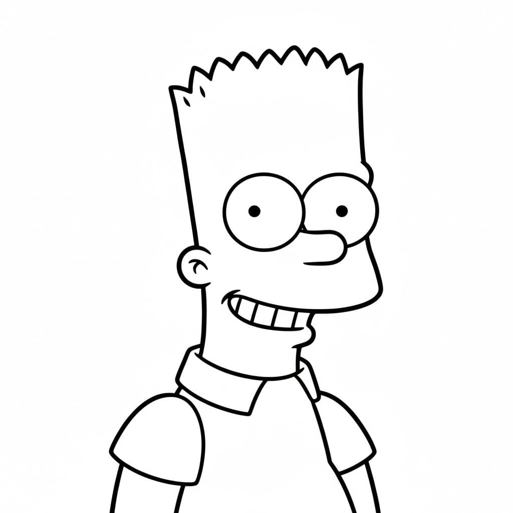 Fise de colorat cu Desenează Bart Simpson imprimabil gratuit