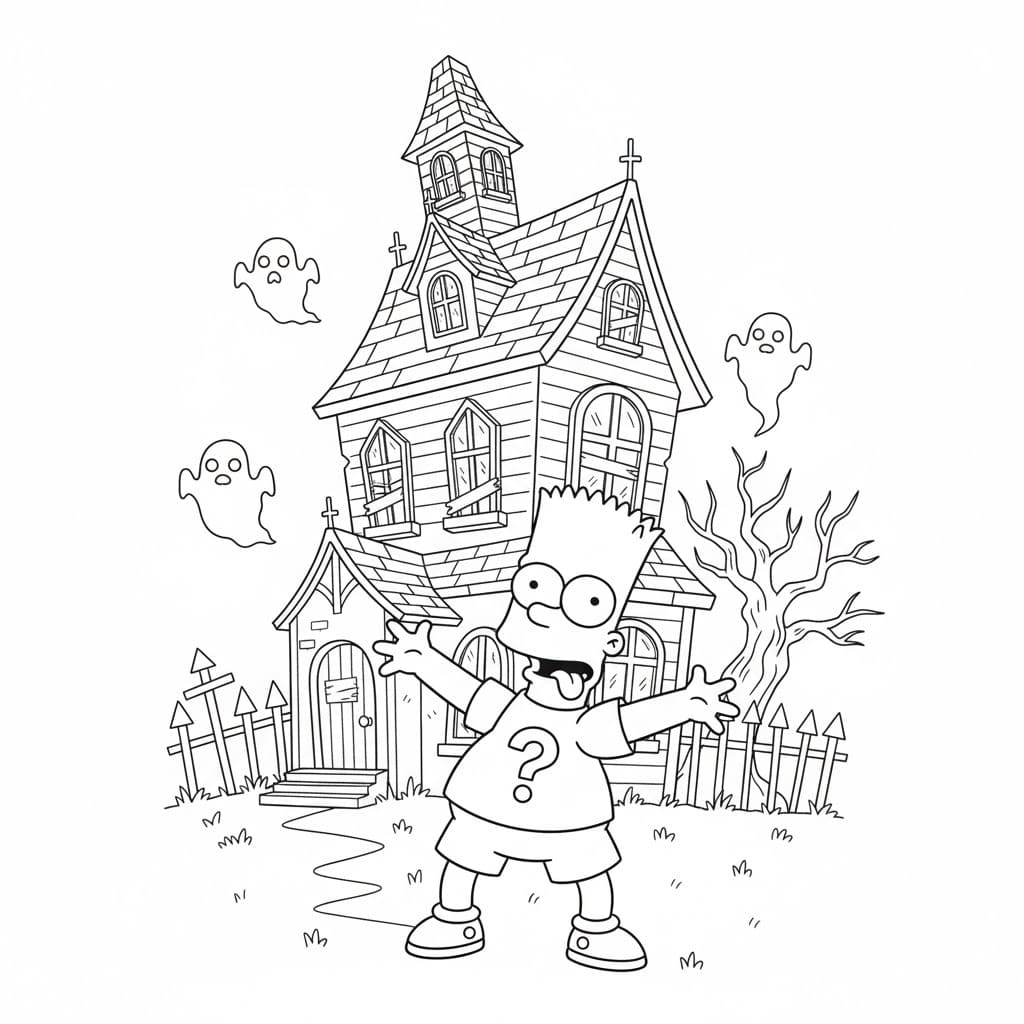 Fise de colorat cu Desenează Bart Simpson pentru copii