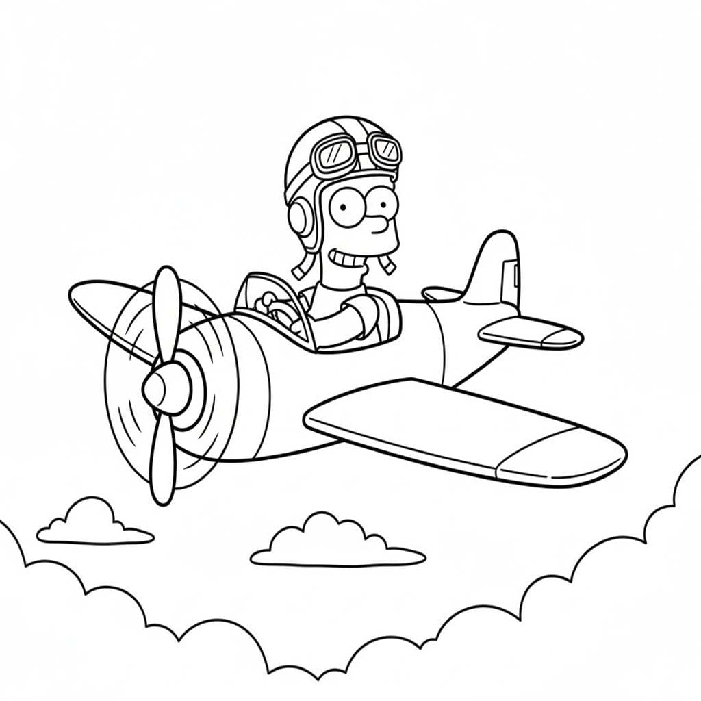 Fise de colorat cu Desenează Bart Simpson uşor