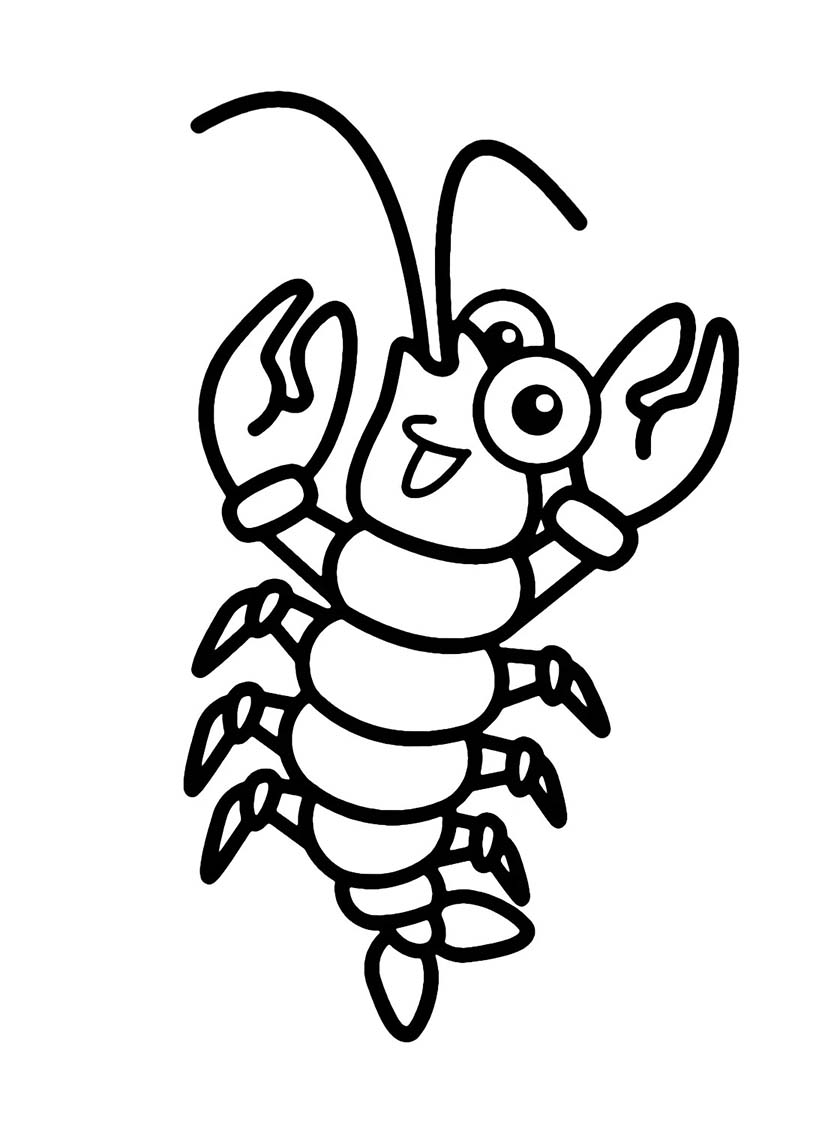 Fise de colorat cu Desenează Crevetă gratuit