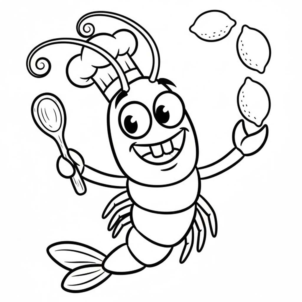 Fise de colorat cu Desenează Crevetă imprimabil bazic