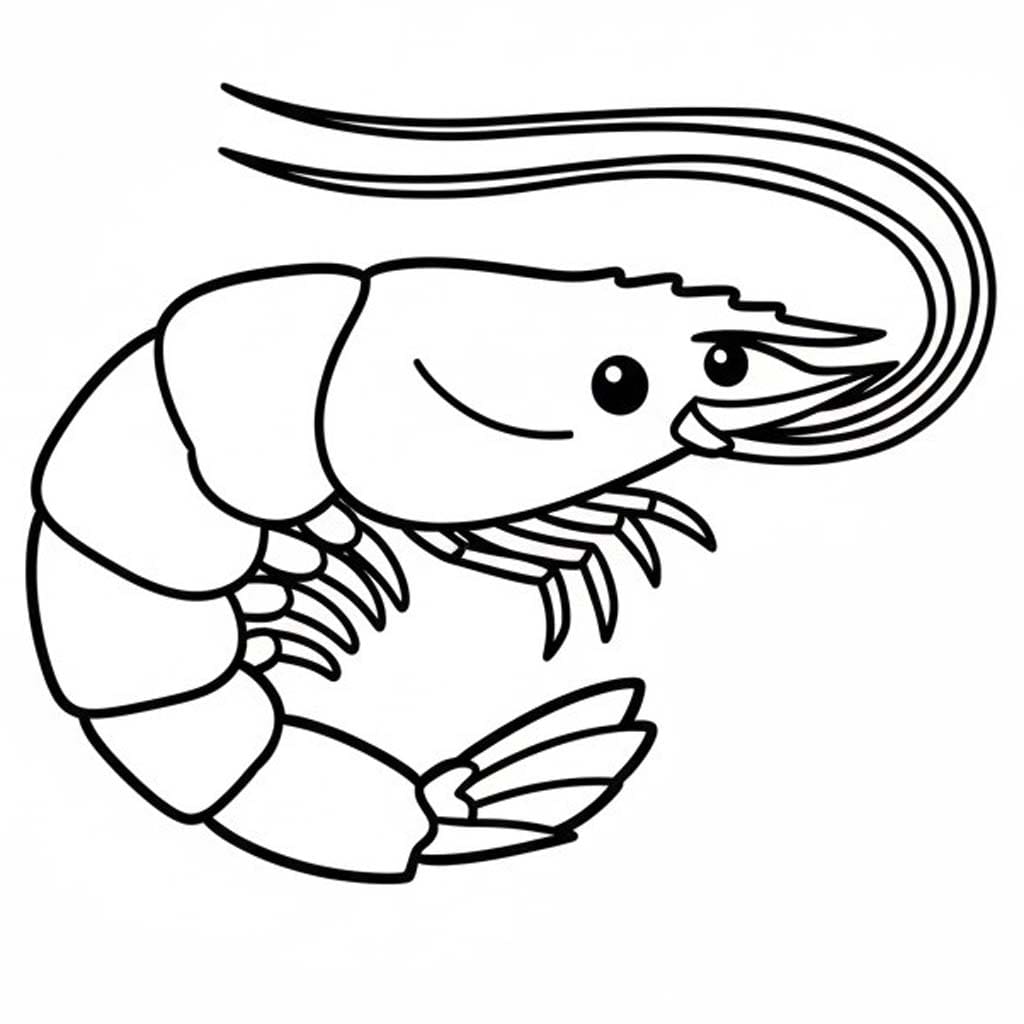 Fise de colorat cu Desenează Crevetă imprimabil gratuit