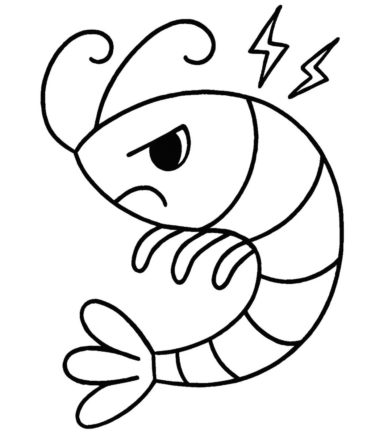 Fise de colorat cu Desenează Crevetă imprimabil simplu