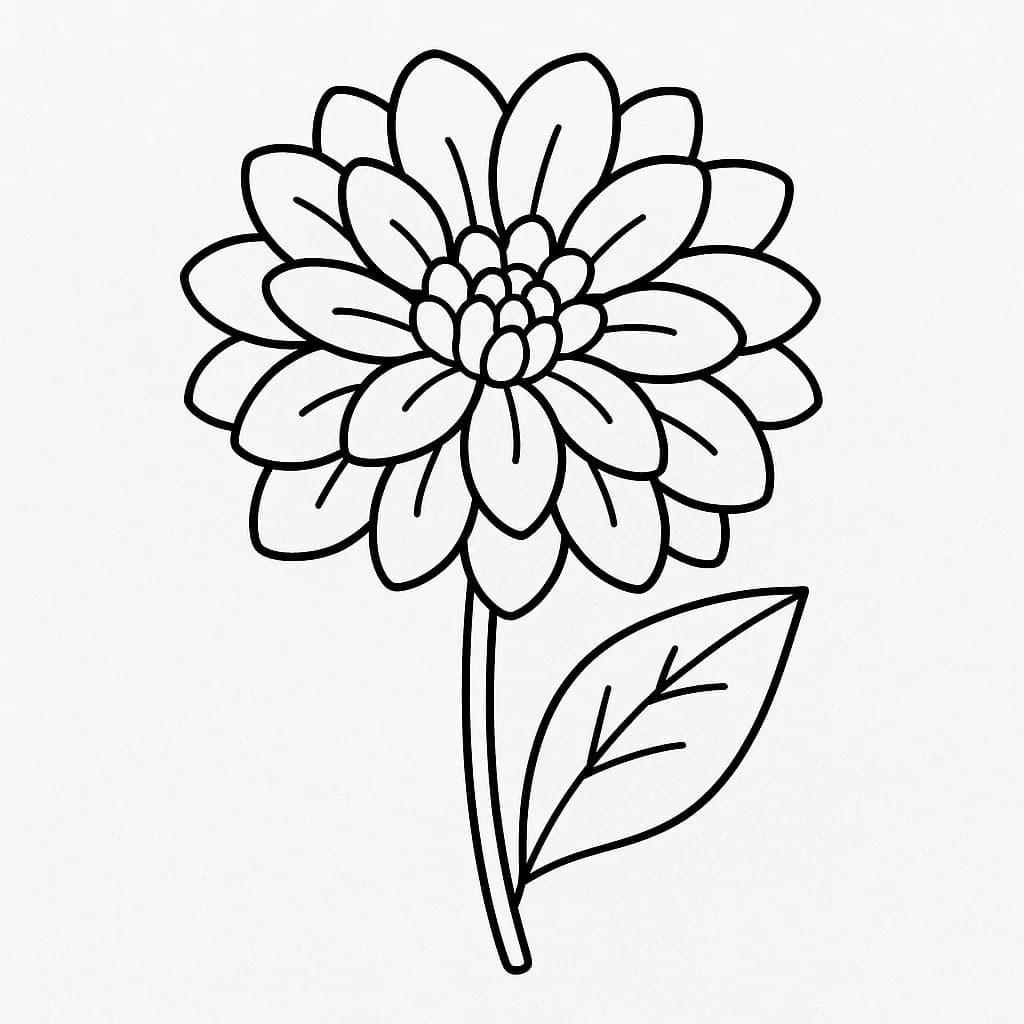 Fise de colorat cu Desenează Dalie pentru copii