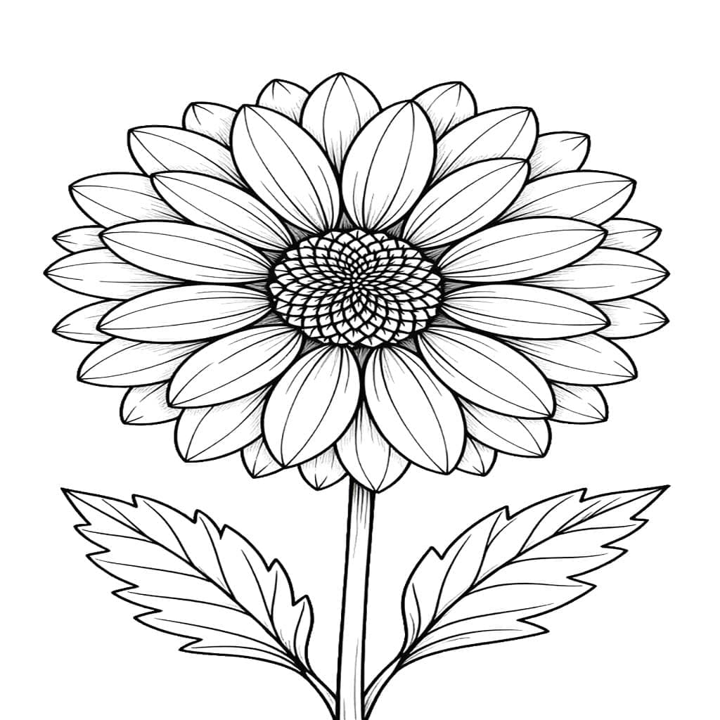 Fise de colorat cu Desenează Dalie simplu