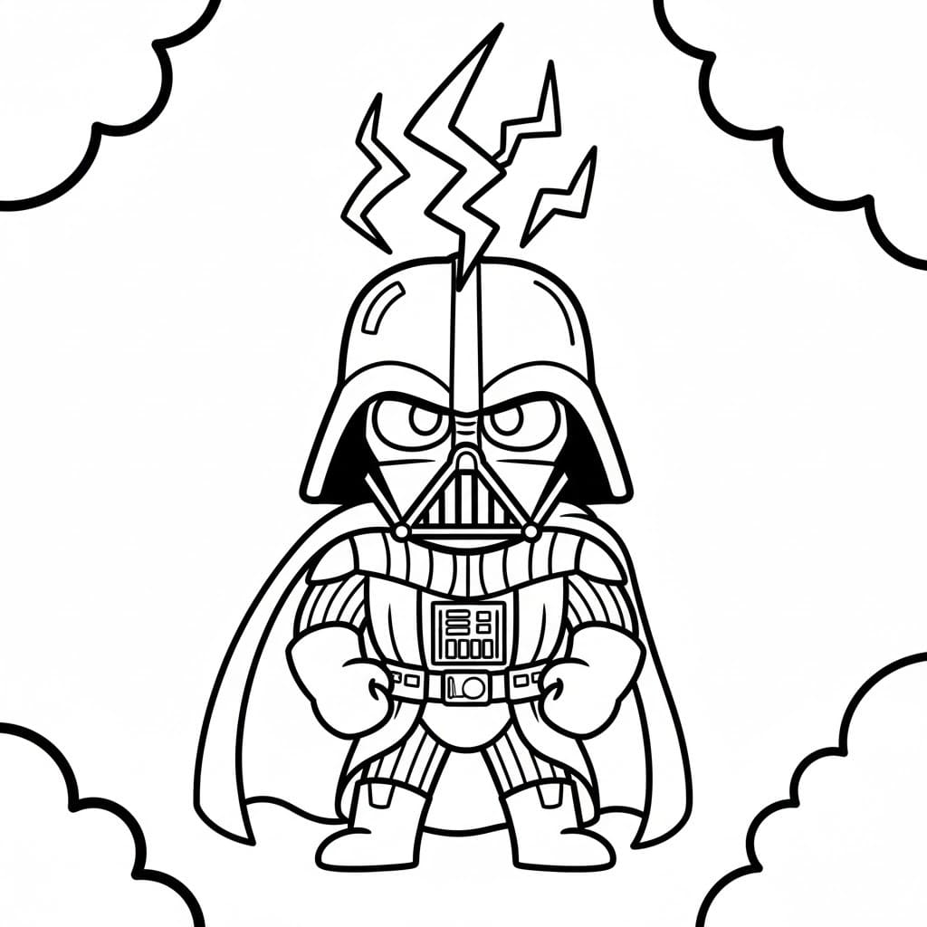 Fise de colorat cu Desenează Darth Vader bazic la copii