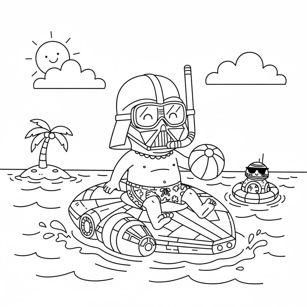 Fise de colorat cu Desenează Darth Vader bazic