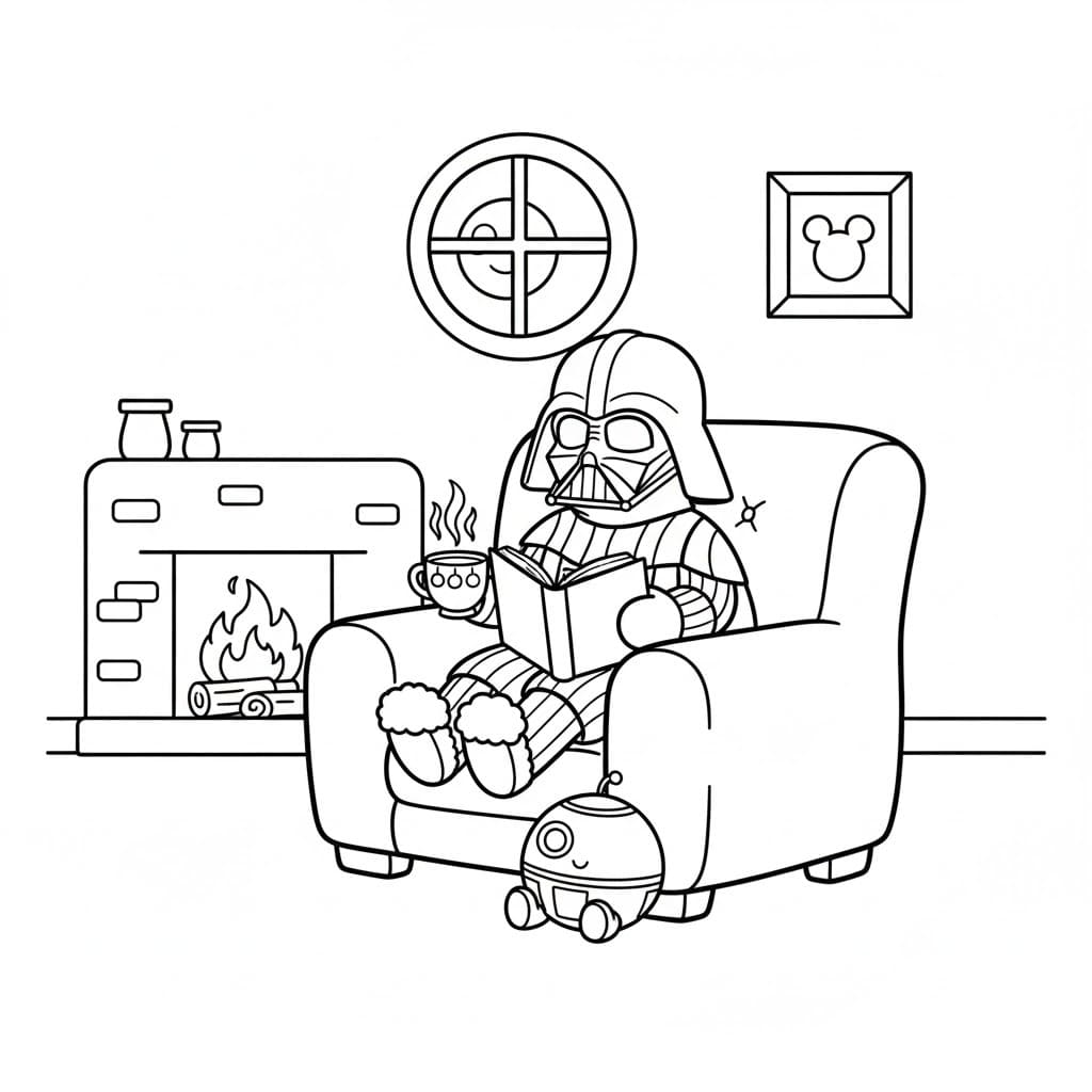 Fise de colorat cu Desenează Darth Vader gratuit uşor