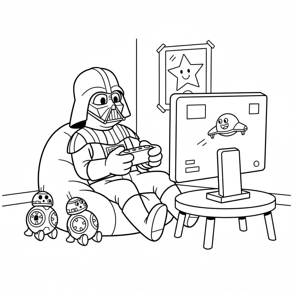 Fise de colorat cu Desenează Darth Vader gratuit
