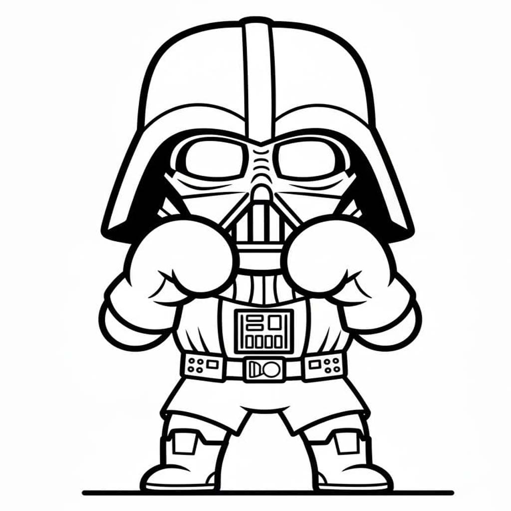 Fise de colorat cu Desenează Darth Vader imprimabil uşor