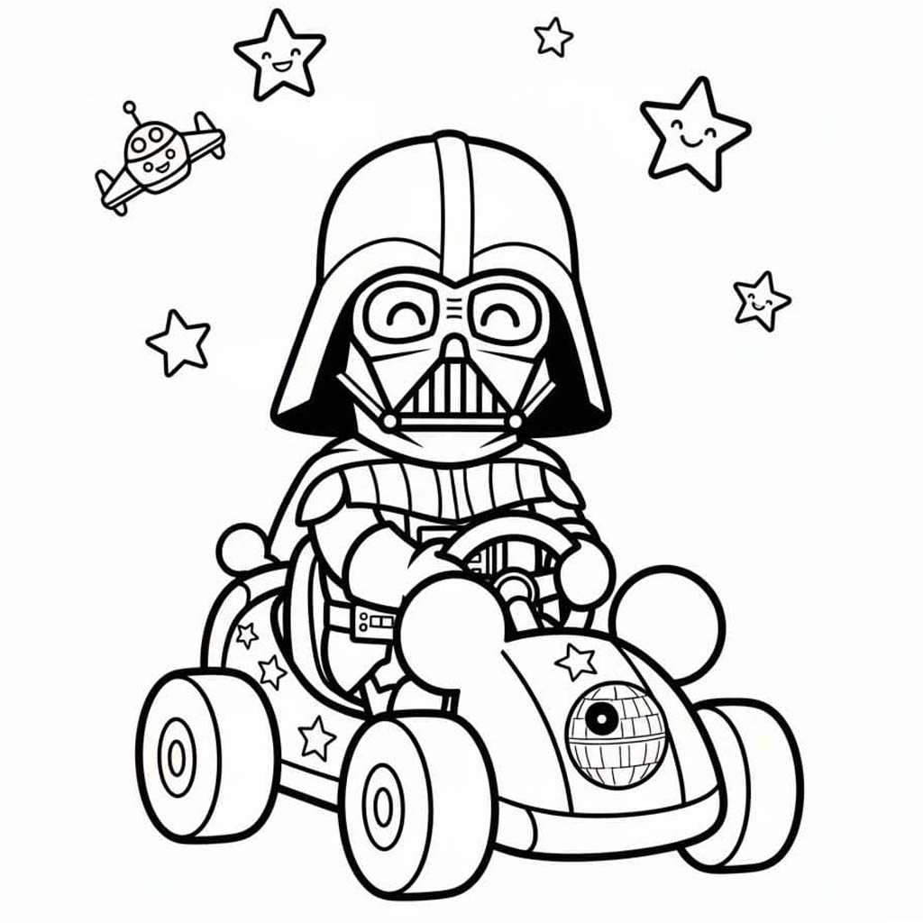 Fise de colorat cu Desenează Darth Vader imprimabile pentru copii