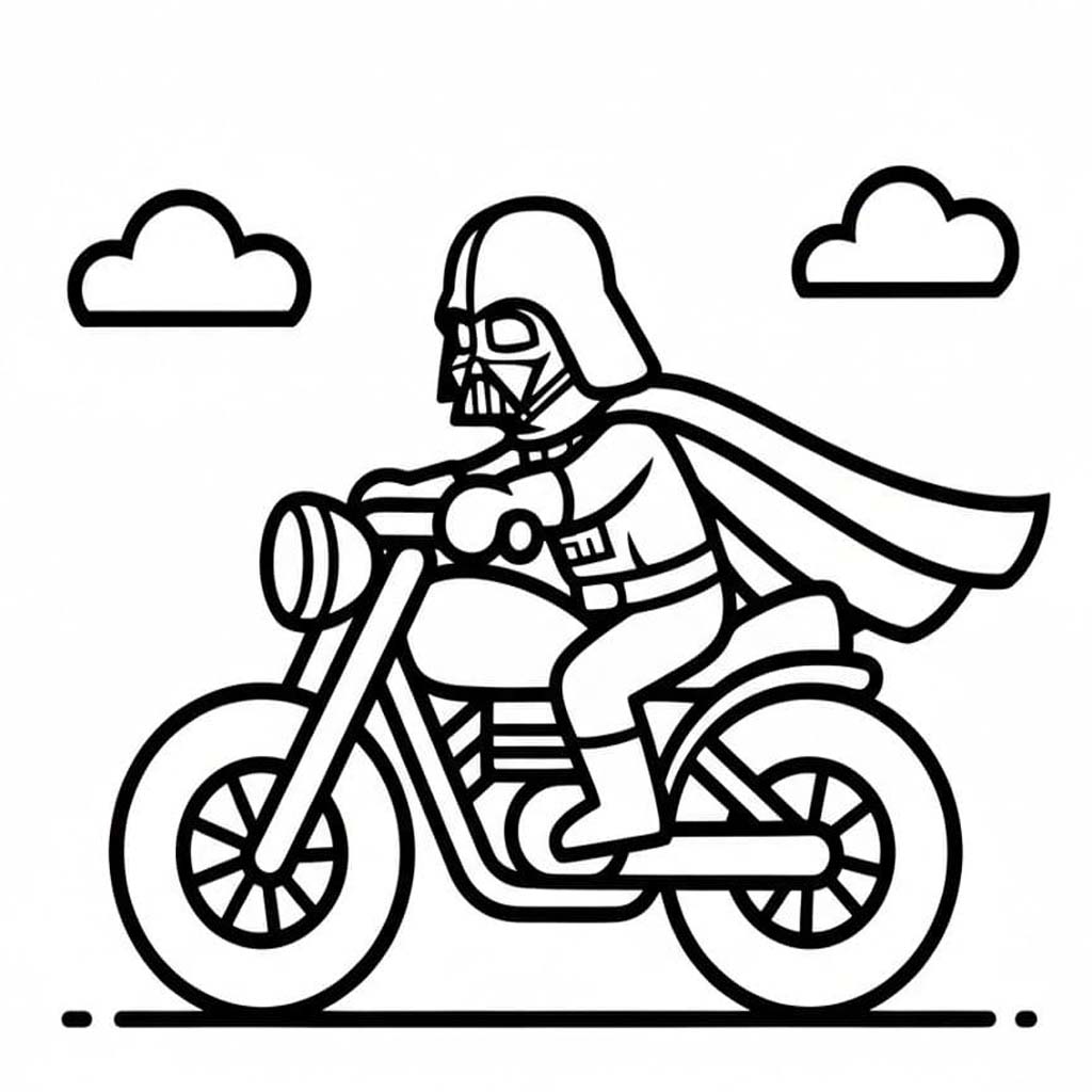 Fise de colorat cu Desenează Darth Vader simplu la copii