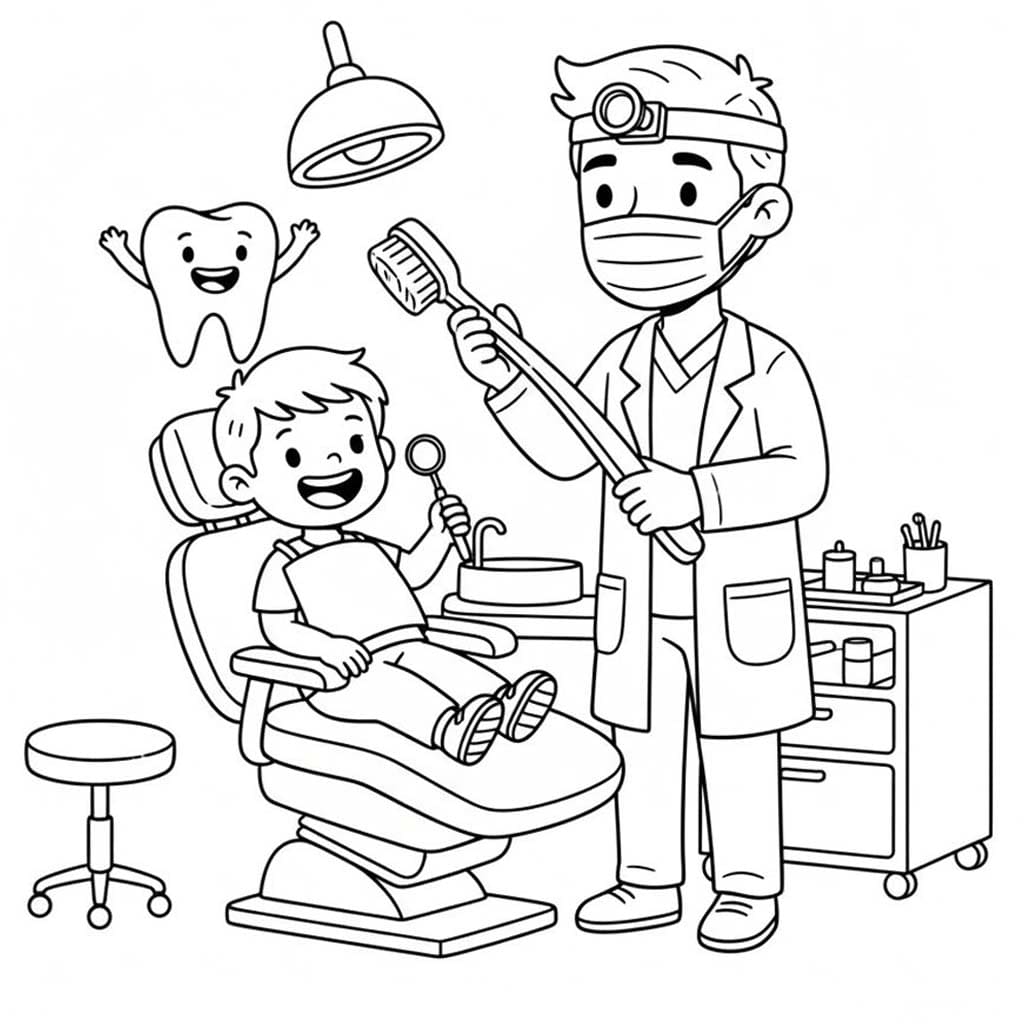 Fise de colorat cu Desenează Dentist 2