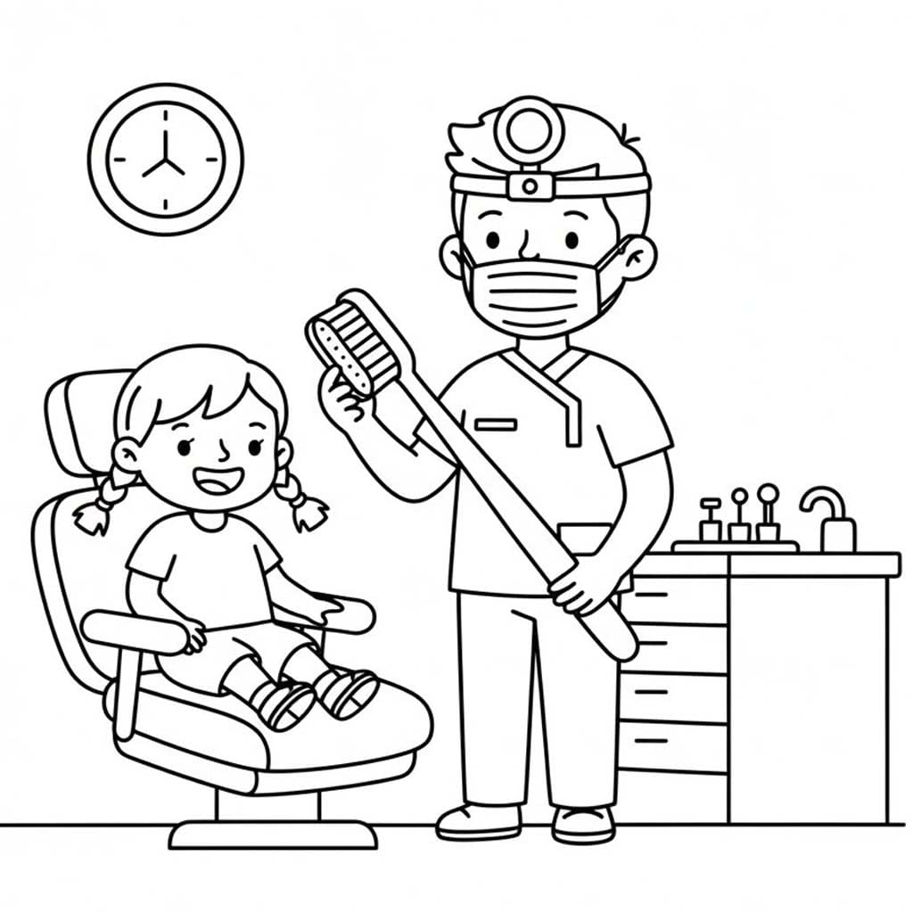 Fise de colorat cu Desenează Dentist 3