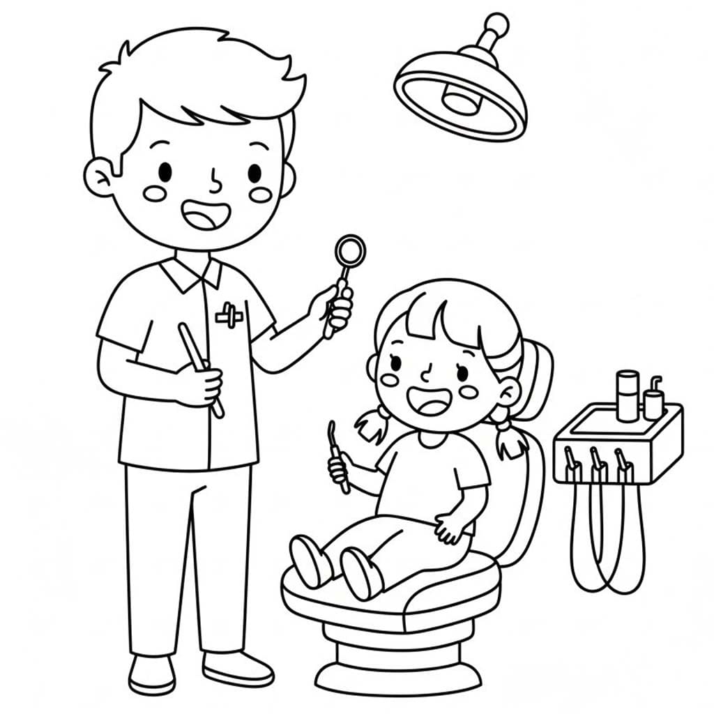 Fise de colorat cu Desenează Dentist 4