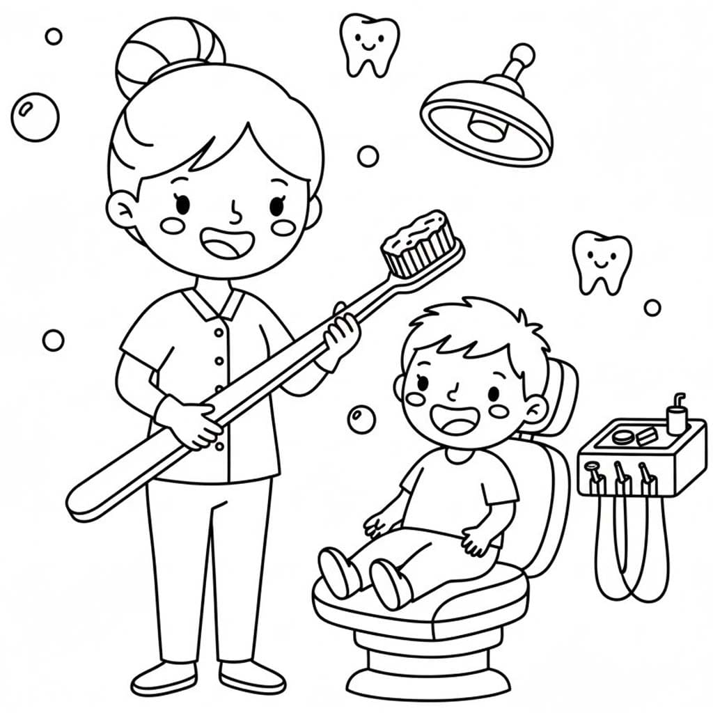 Fise de colorat cu Desenează Dentist 5