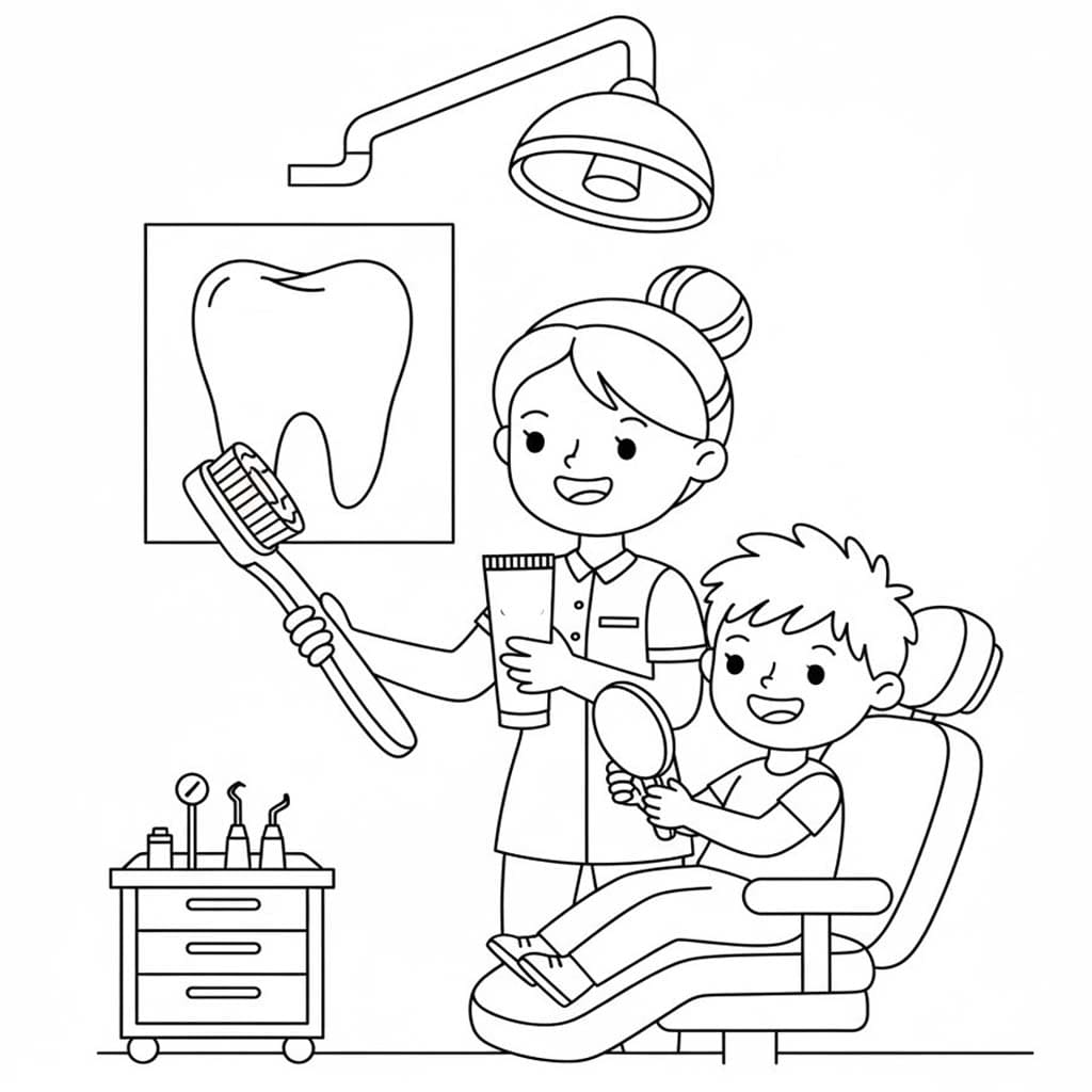 Fise de colorat cu Desenează Dentist 6