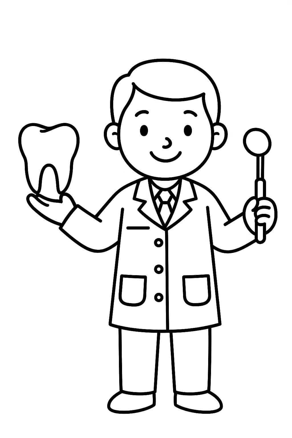 Fise de colorat cu Desenează Dentist bazic la copii