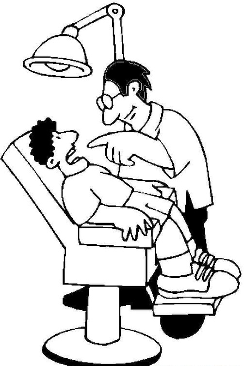 Fise de colorat cu Desenează Dentist gratuit imprimabil bazic