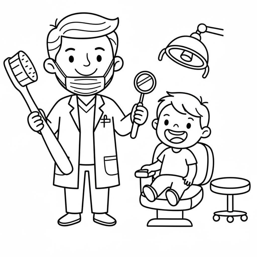 Fise de colorat cu Desenează Dentist gratuit