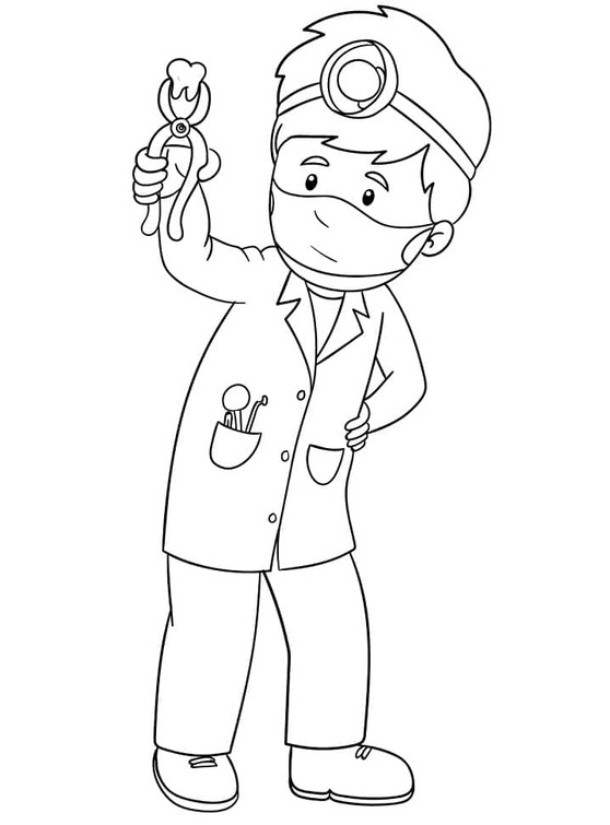 Fise de colorat cu Desenează Dentist imprimabil bazic