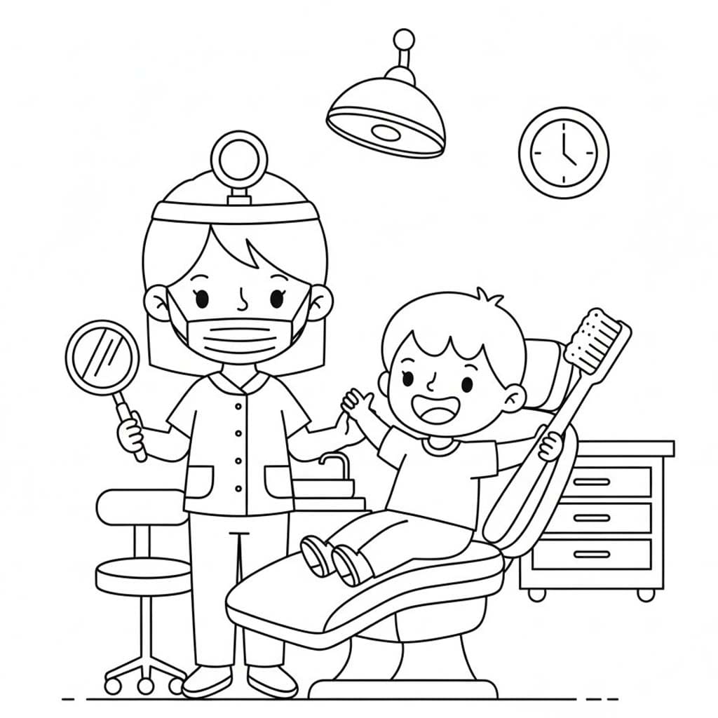 Fise de colorat cu Desenează Dentist imprimabil