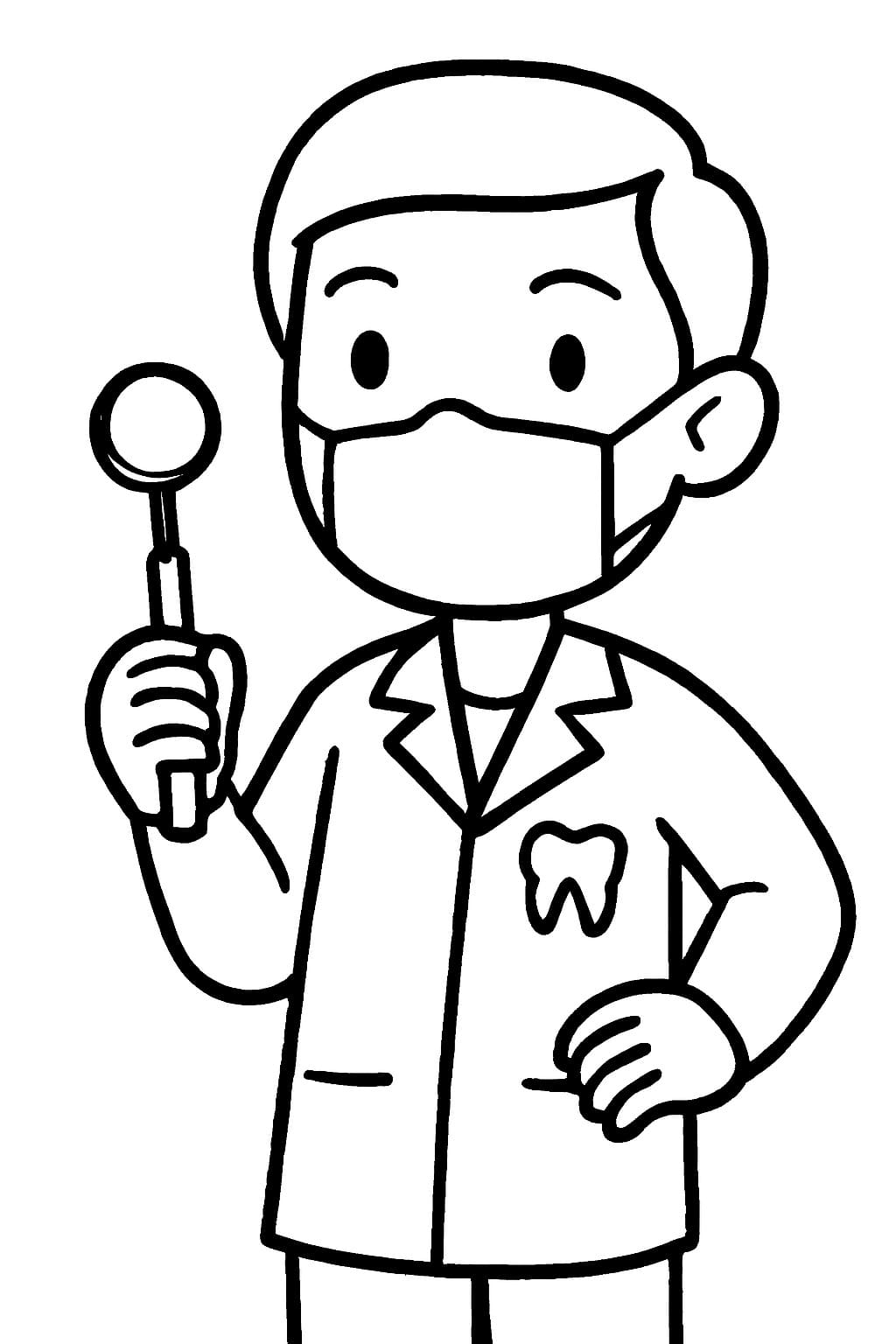 Fise de colorat cu Desenează Dentist simplu