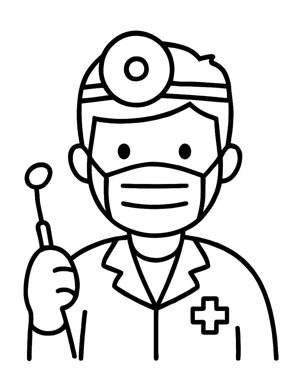 Fise de colorat cu Desenează Dentist uşor