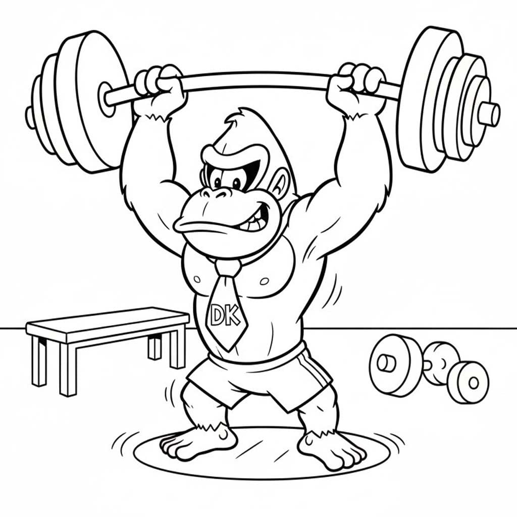 Fise de colorat cu Desenează Donkey Kong bazic la copii