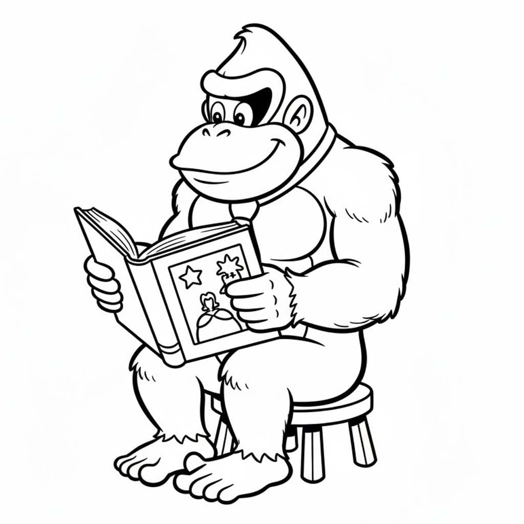 Fise de colorat cu Desenează Donkey Kong gratuit imprimabil bazic
