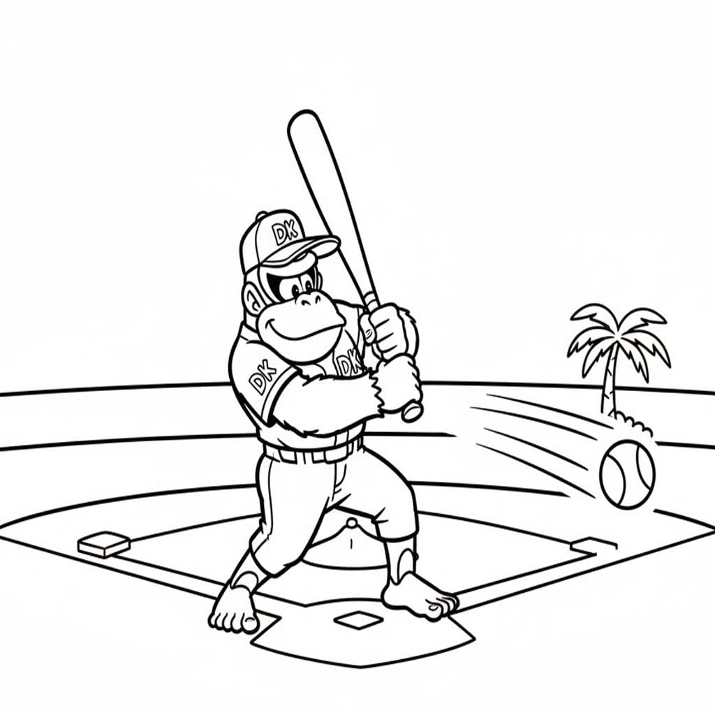 Fise de colorat cu Desenează Donkey Kong gratuit simplu