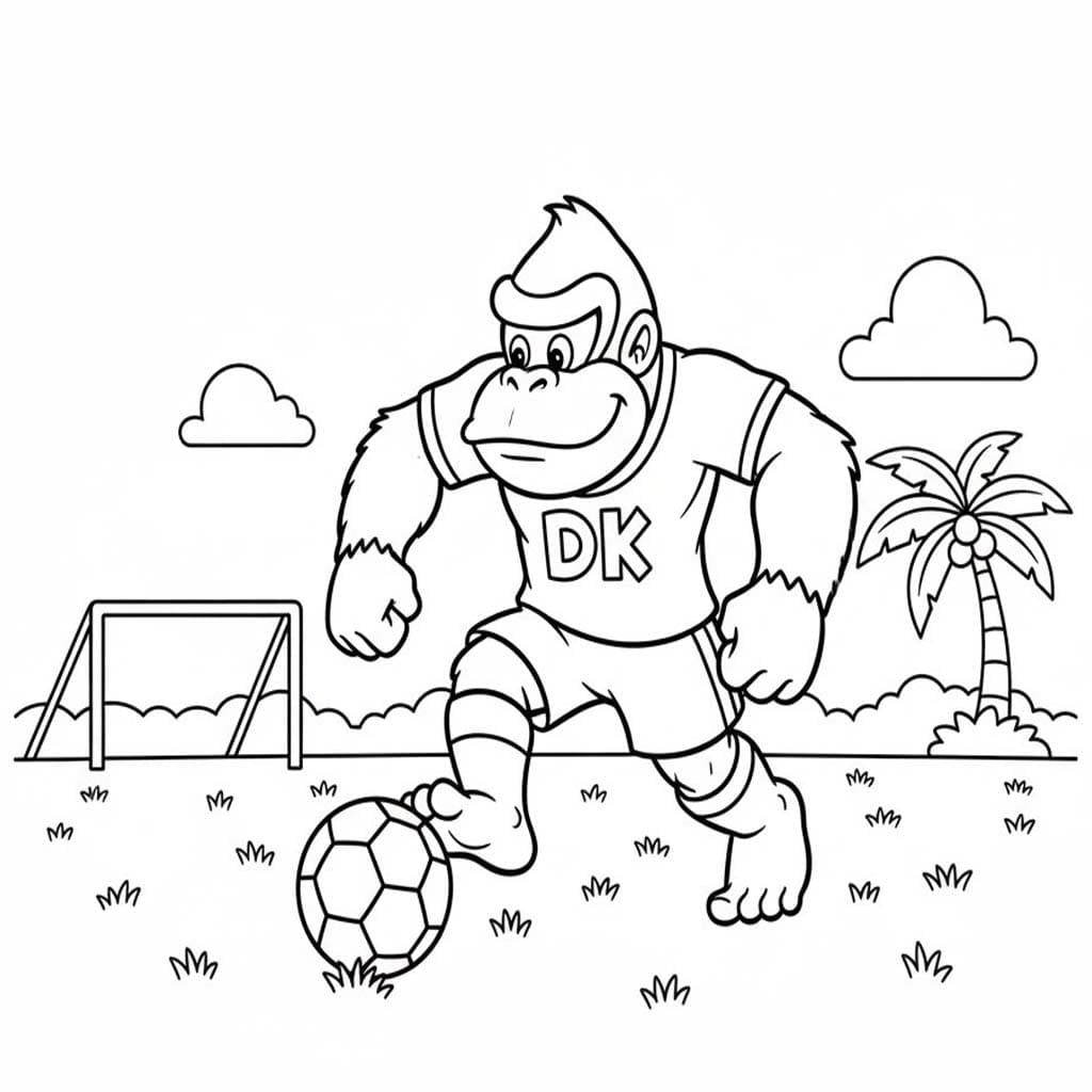 Fise de colorat cu Desenează Donkey Kong imprimabil bazic
