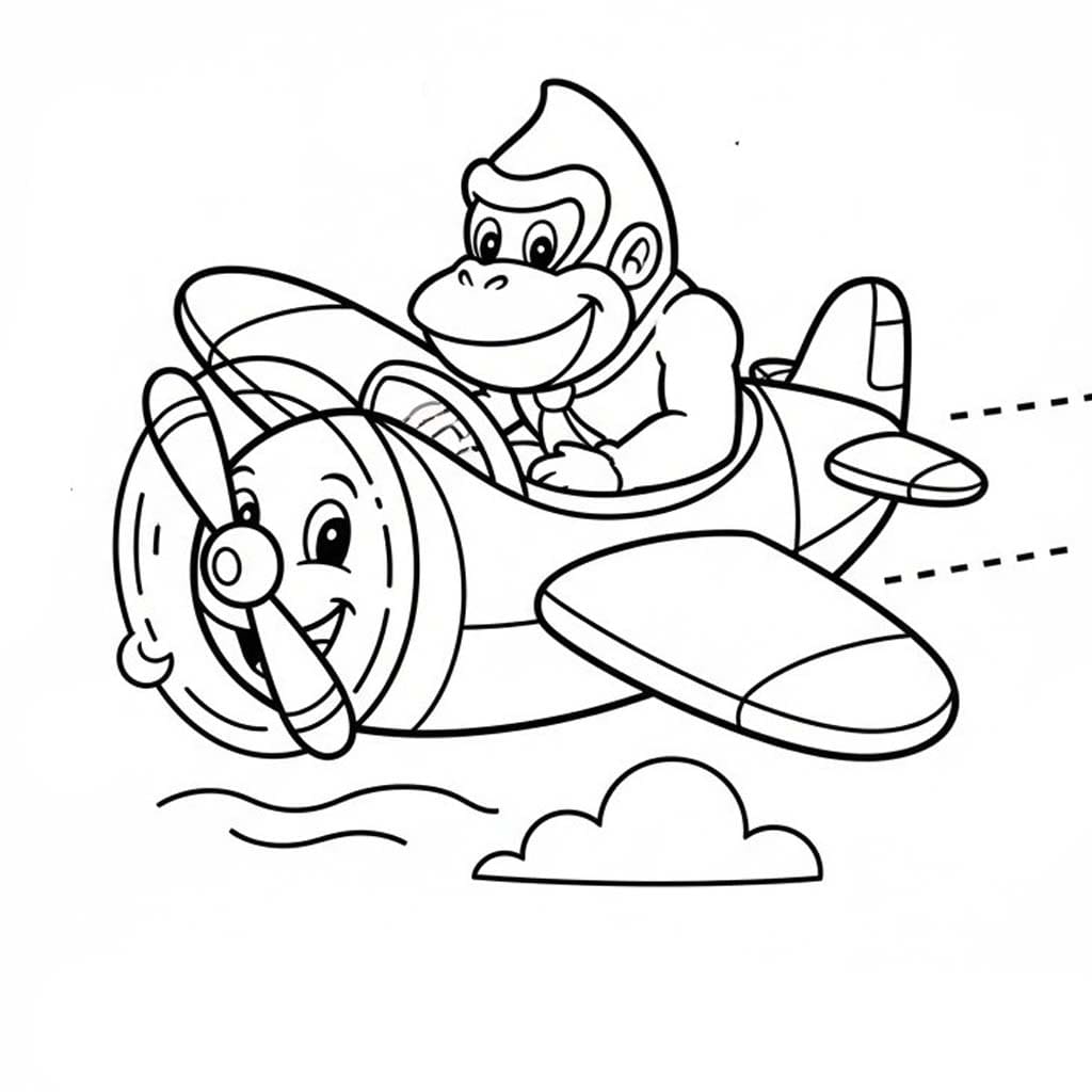 Fise de colorat cu Desenează Donkey Kong imprimabil simplu