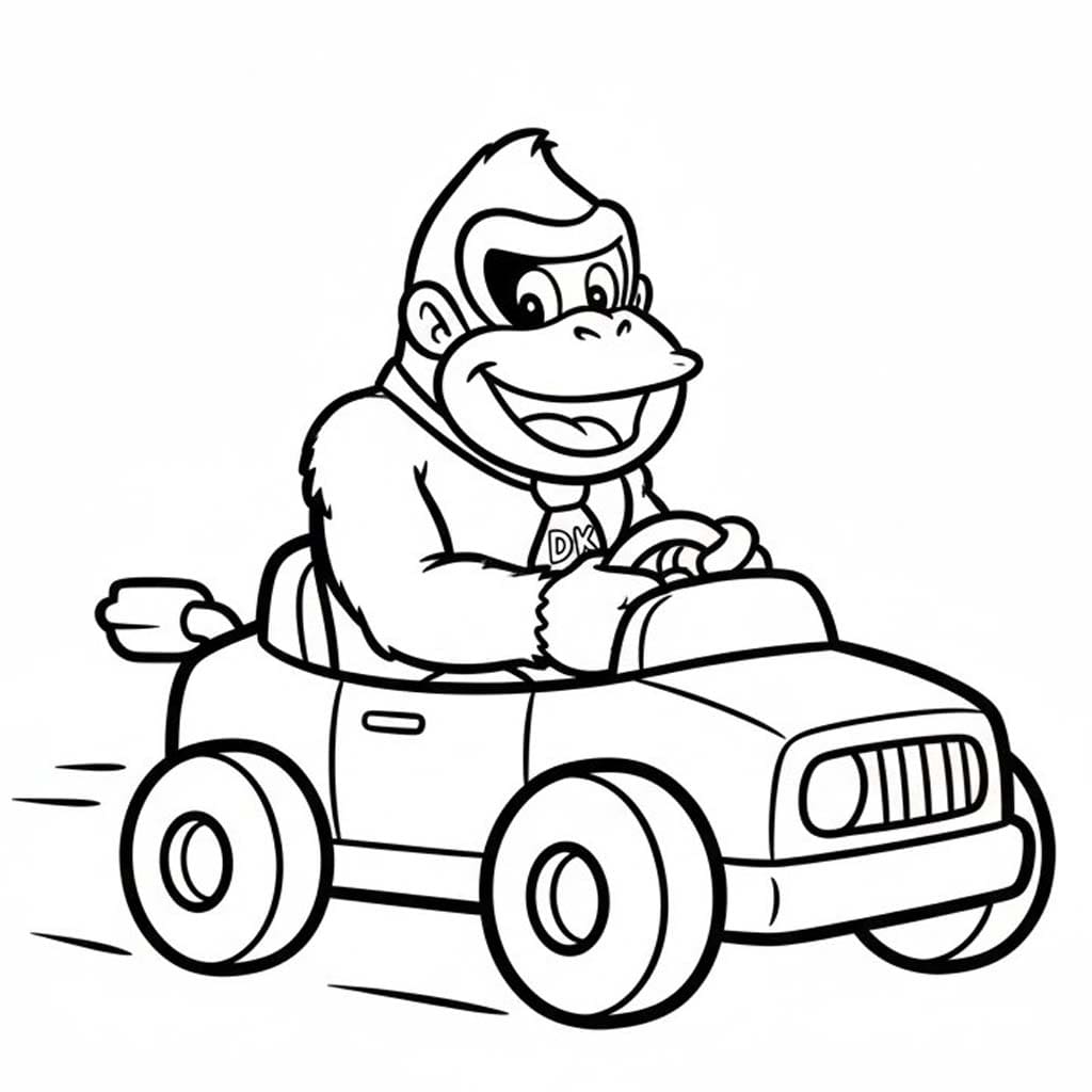 Fise de colorat cu Desenează Donkey Kong uşor la copii
