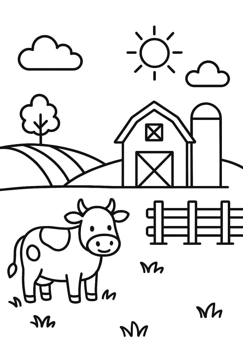 Fise de colorat cu Desenează Fermă imprimabile pentru copii