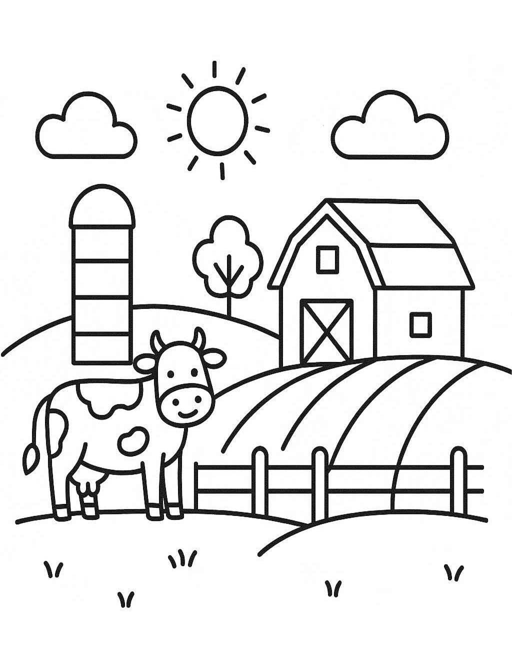 Fise de colorat cu Desenează Fermă pentru copii