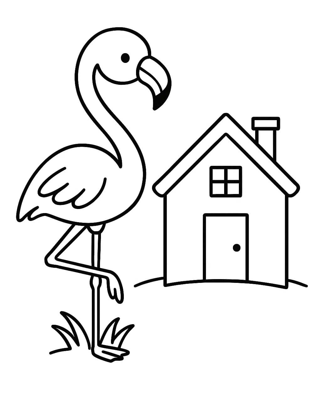Fise de colorat cu Desenează Flamingo 5