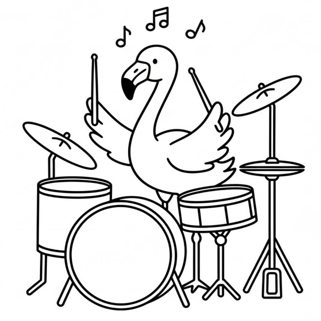 Fise de colorat cu Desenează Flamingo bazic