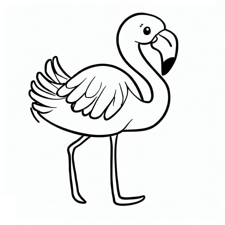 Fise de colorat cu Desenează Flamingo gratuit uşor