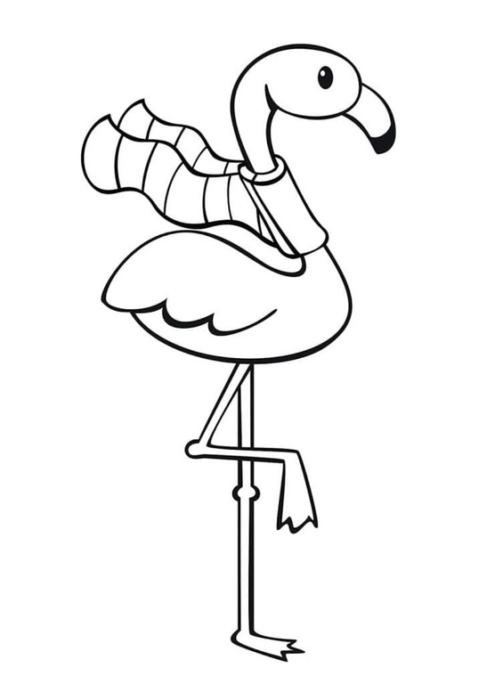 Fise de colorat cu Desenează Flamingo imprimabil simplu