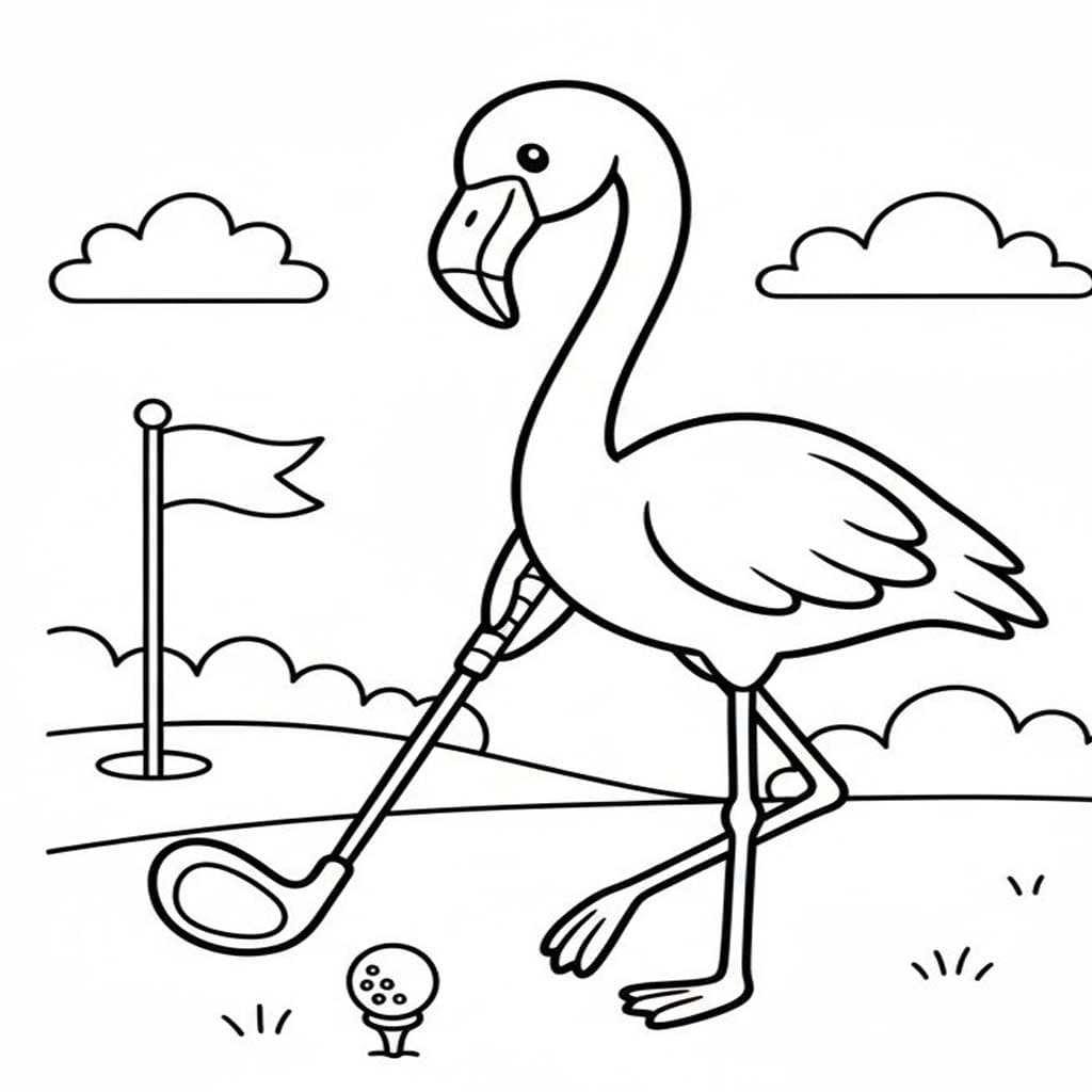 Fise de colorat cu Desenează Flamingo uşor